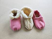 Ponožky, pančuchy, obuv - Vlnienka Barefoot Merino wool Slippers / Capačky 100% ovčia vlna Baranček Ružové - 16305831_