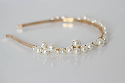 Svadobná perlová čelenka Olívia (Zlatá 03)