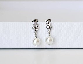 Náušnice - Svadobné perlové náušnice  (Strieborná) - 16305310_