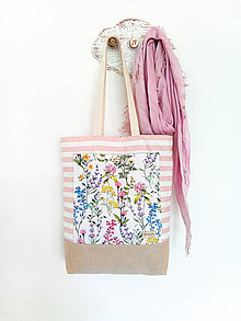 Nákupné tašky - taška s vreckom Lúčne kvety - 16305591_