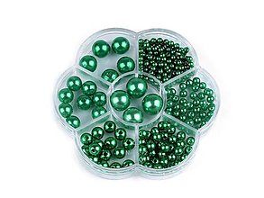Korálky - Sada plastových voskových korálikov v boxe - zelená - 16305311_