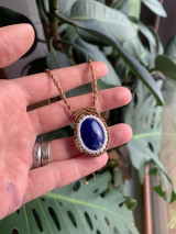Náhrdelníky - Macrame náhrdelník- lapis lazuli - 16305086_