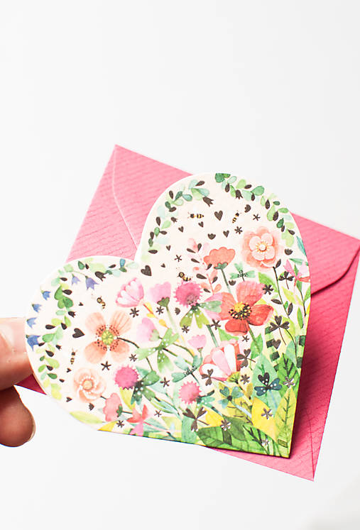 Papiernictvo - Mini prianie s obálkou srdiečko - láska maková - 16306213_