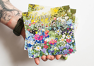 Papier - Pohľadnica " pestrofarebné narodeniny" - 16306030_