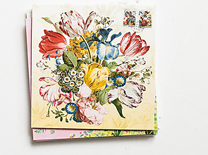 Papier - Pohľadnica " náruč plná kvetov " - 16306075_