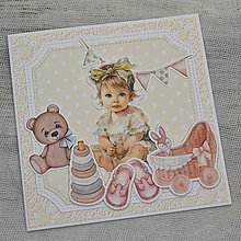 Papiernictvo - Pohľadnica k narodeniu dievčatka - 16306852_