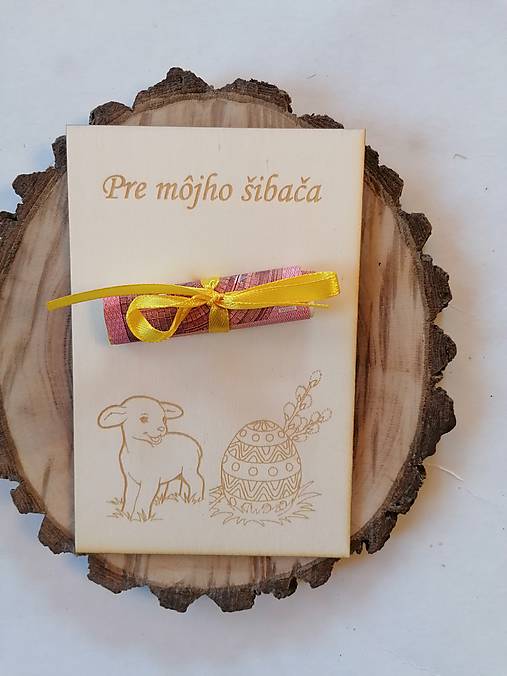 Papiernictvo - Drevena veľkonočná pohľadnica pre šibačov _ typ 3 - 16306390_