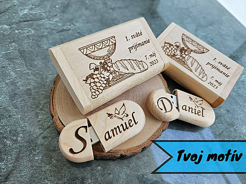 Papiernictvo - USB kľúč drevený 32 GB + krabička - s vlastným motívom (USB kľúč drevený 32 GB + krabička) - 16306531_