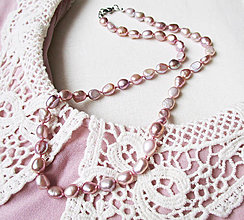 Náhrdelníky - Perlový náhrdelník uzlíkovaný ružový - 16306649_