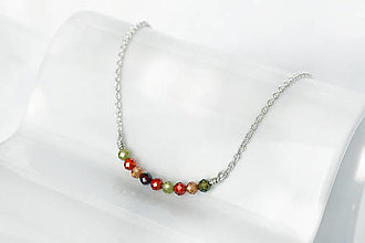 Náhrdelníky - jemný náhrdelník so zirkónmi / Ag925 (fresh (oranžová a zelená)) - 16310055_