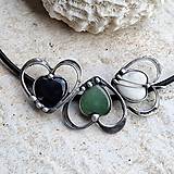 Náhrdelníky - Three hearts green náhrdelník - 16308831_