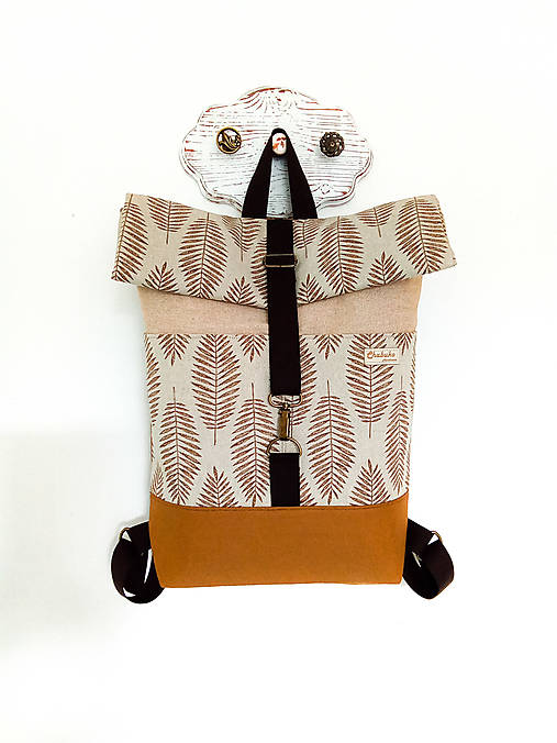 Batohy - Rolltop batoh Listy hnedé - 16308370_