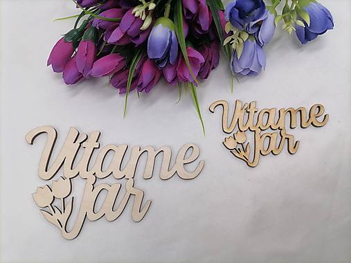 Polotovary - Drevený nápis vítame jar - 16308910_