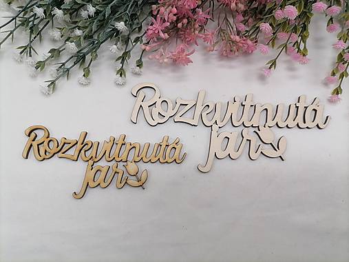 Polotovary - Drevený nápis rozkvitnutá jar - 16309205_