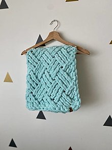Detský textil - Háčkovaná deka TEO (80x60cm - Tyrkysová) - 16311516_