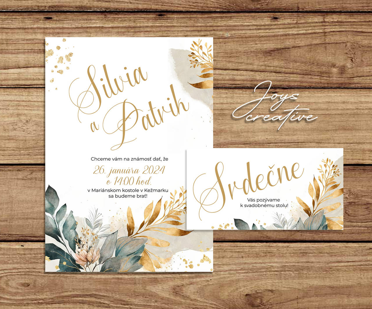 Elegantné Svadobné oznámenie Gold