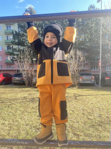 Detské oblečenie - Bunda Softshell Čierno-Oranžová Zmes - 16312549_