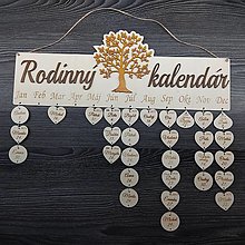 Dekorácie - Rodinný kalendár STROM RODINY (Základ palisandrový nápis/orechový strom) - 16310550_