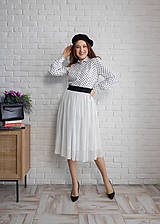 Sukne - Biela bodkovaná šifónová sukňa - 16310097_