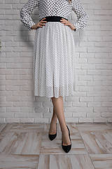 Sukne - Biela bodkovaná šifónová sukňa - 16310098_