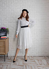 Sukne - Biela bodkovaná šifónová sukňa - 16310100_