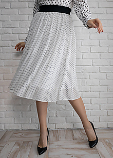 Sukne - Biela bodkovaná šifónová sukňa - 16310099_