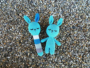 Hračky - Set 2 háčkovaných hračiek - zajačik + hrkálka pre bábätko - 16314341_