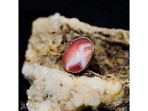 Prstene - medený prsteň s ružovým achátom - 16313219_