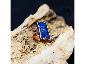Prstene - medený prsteň s lapis lazuli - 16313303_