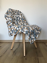 Detský textil - Puffy deka do kočíka 100x80cm hnedo-sivo-biela - 16314380_
