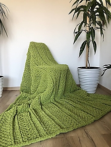 Úžitkový textil - Deka z Alize Puffy 195x170cm svetlo-zelená - 16314401_