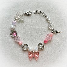 Sady šperkov - Rúžový náramok s mašľou - 16313659_