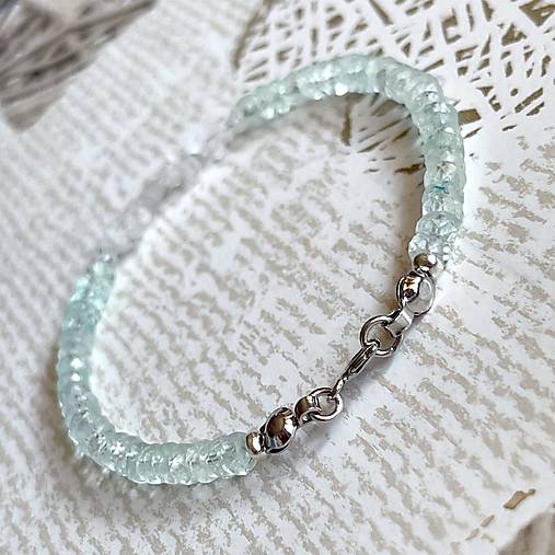 Herkimer Diamond Aquamarine Bracelet AG925 RH Plated / Náramok Herkimer diamant, akvamarín A0023