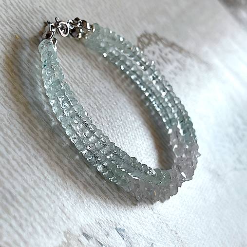 Herkimer Diamond Aquamarine Bracelet AG925 RH Plated / Náramok Herkimer diamant, akvamarín A0023