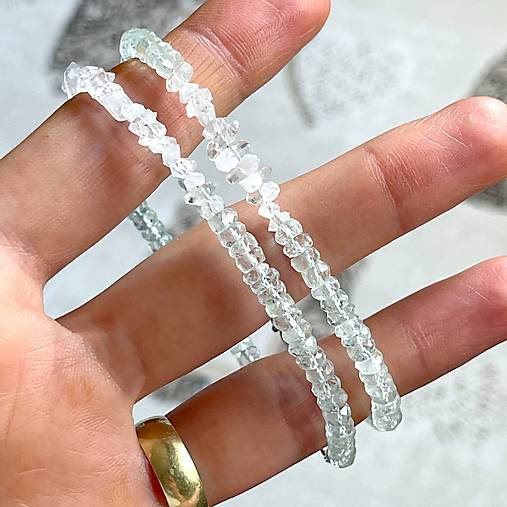 Herkimer Diamond Aquamarine Bracelet AG925 RH Plated / Náramok Herkimer diamant, akvamarín A0023