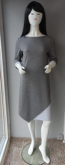 Šaty - Šaty - šedý melír, velikost M - VELKÝ VÝPRODEJ - 16318406_