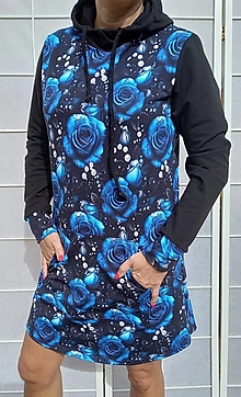 Šaty - Mikinové šaty s kapucí - růže a perly, velikost L - VELKÝ VÝPRODEJ - 16319869_
