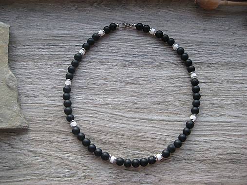 Pánske šperky - Pánsky náhrdelník z minerálov - chirurgická oceľ (onyx, č. 3848) - 16316522_