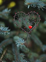Dekorácie - Zápichy - srdiečka čierne stredné - 2v1 - 16319579_