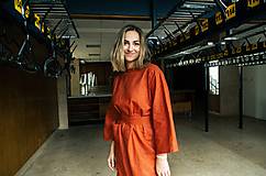 Šaty - Ľanové šaty v tehlovej farbe - 16317342_