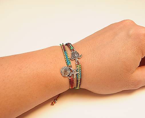 Náramky - Pletené náramky - s korytnačkou a hviezdicou - 16316686_