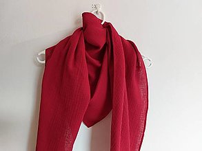 Šatky - Mušelínový šátek - červený EXTRA VELKÝ - 16318438_