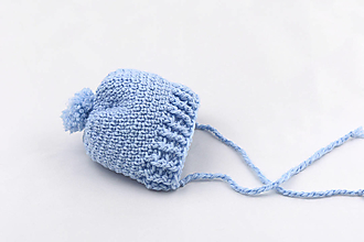 Detské čiapky - Bledomodrý zimný čepiec MERINO - 16321398_