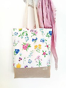 Nákupné tašky - Taška Kvety na bielej - 16321042_