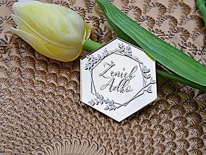 Darčeky pre svadobčanov - Svadobná menovka - zlatá, akryl - 16320152_