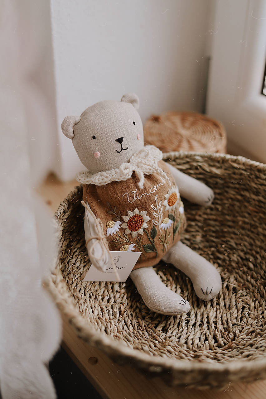 Ľanova dekorácia “Medvedík”