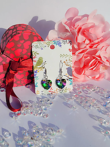 Sady šperkov - Šperky s viacfarebnými sklenenými srdiečkami (Náušnice (dúhové)) - 16321226_