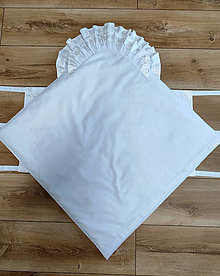 Detský textil - Klasická biela zavinovačka s ozdobným lemom - C3 (Obliečka + vnútorná výplň z umelého vlákna 100g) - 16320287_