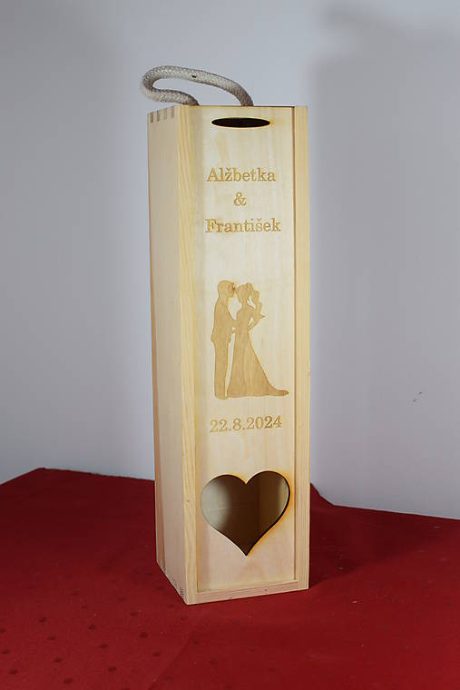 Úložné priestory & Organizácia - Drevená krabička na víno s venovaním 1 - 16320889_