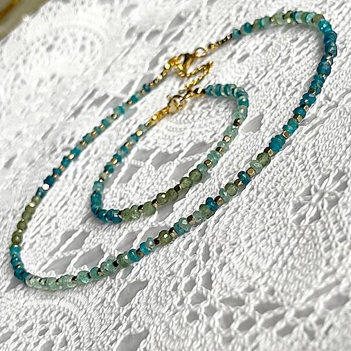 Luxury Apatite Necklace Stainless Steel / Náhrdelník tieňovaný apatit E008